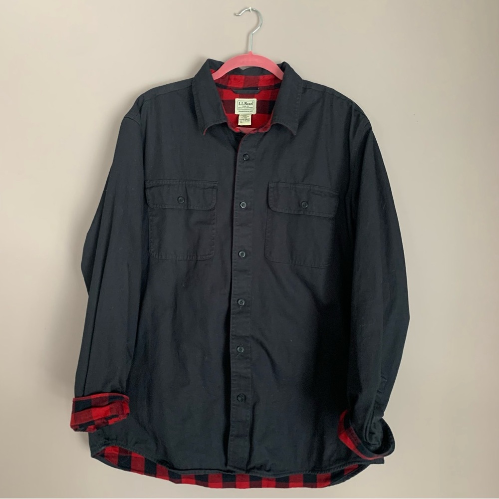 LL Bean Navy Blue Jacket with flannel lining